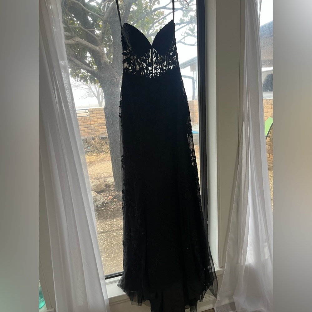 Sherri hill black Flower prom dress